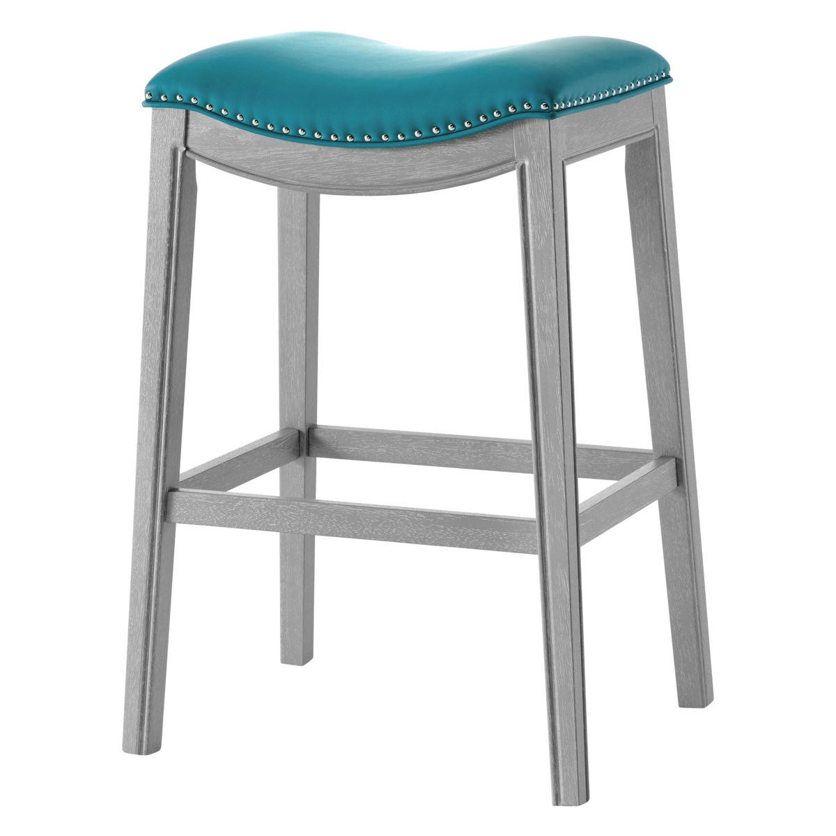1330003-388 16.5 X 21 X 30 In. Grover Pu Leather Bar Stool, Matt Turquoise Blue