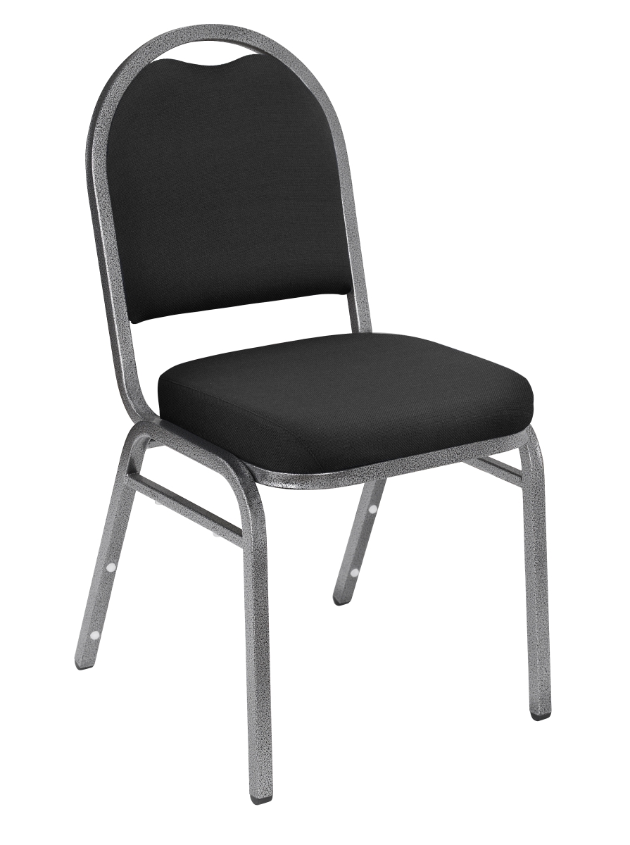 9260-SV Black Fabric with Silver Frame Padded Stack Chair