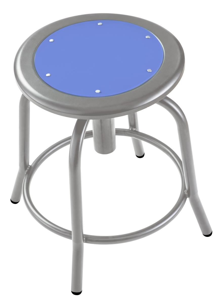 6805-02 18 - 25 In. Height Adjustable Designer Stool With Blueberry Seat & Grey Frame
