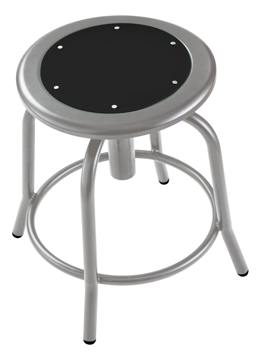 6810-02 18 - 25 In. Height Adjustable Designer Stool With Black Seat & Grey Frame