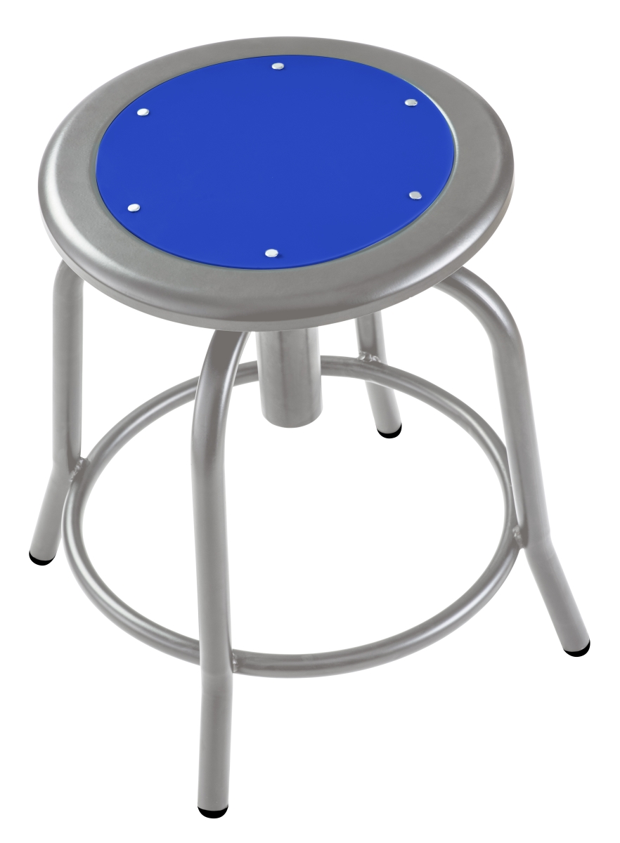 6825-02 18 - 25 In. Height Adjustable Designer Stool With Persian Blue Seat & Grey Frame