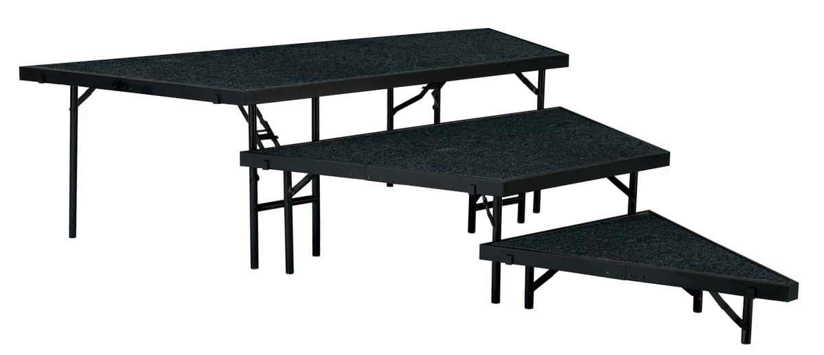 Spst48c-02 48 In. 3 Level Stage Pie Set With Gray Carpet - Black