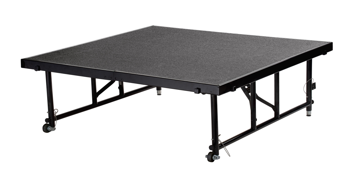Tfxs48482432c-40 Height Adjustable Transfix Stage Platform With Red Carpet, Black - 24-32 X 4 X 4 In.