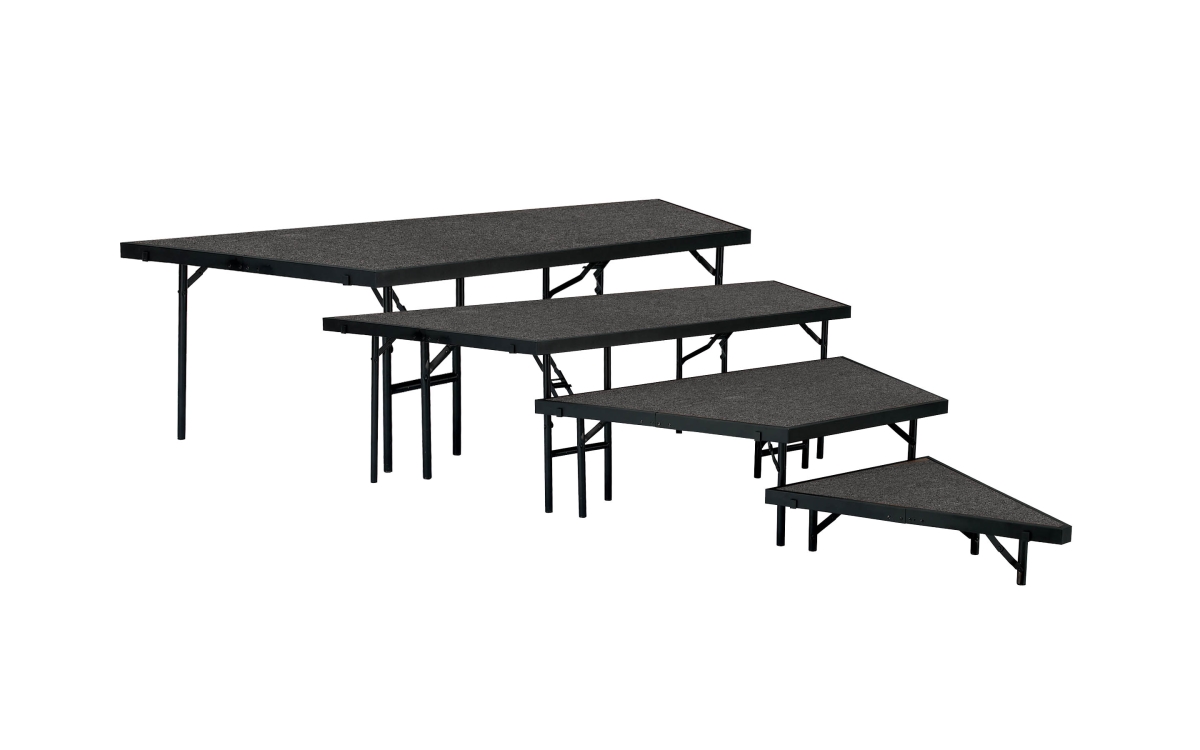 Spst48c & Sp4832c-02 4-tier Seated Riser Stage Pie Section, Grey Carpet - 48 In.