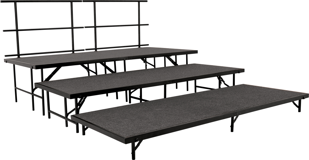 Sst36c-02 Straight Stage Set, Grey Carpet - 3 In. X 8 Ft. Platforms