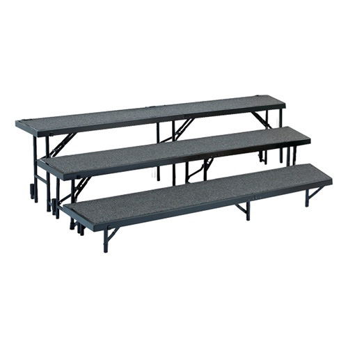 Rt3lc-02 3 Level Tapered Standing Choral Riser, Grey Carpet - 18 X 96 In. Platform