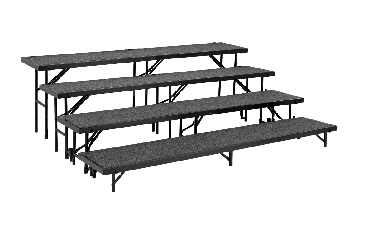 Rs4lc-02 4 Level Straight Standing Choral Riser, Grey Carpet - 18 X 96 In. Platform