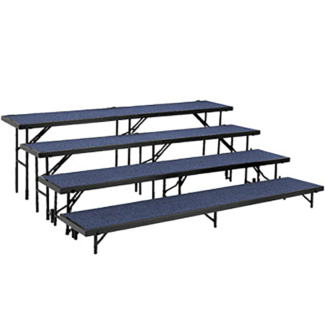 Rt4lc-04 4 Level Tapered Standing Choral Riser, Blue Carpet - 18 X 96 In. Platform