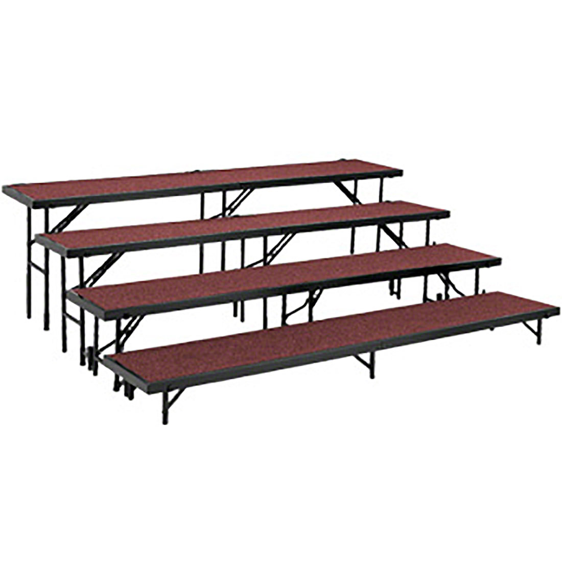 Rt4lc-40 4 Level Tapered Standing Choral Riser, Red Carpet - 18 X 96 In. Platform