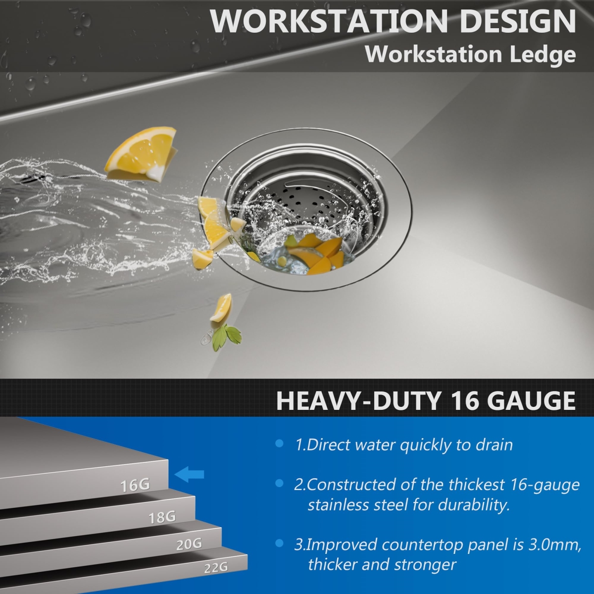 Picture of WELLFE MSJ3322R9M RV Kitchen Sink, 33 X 22 Inch Topmount Kitchen Sink, 304 Stainless Steel Drop in Sink,Large Single Sink with 9-inch Depth
