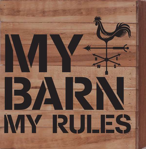 Re1031n 10.5 X 10.5 In. My Barn My Rules Pallet Wood Art Sign - Natural