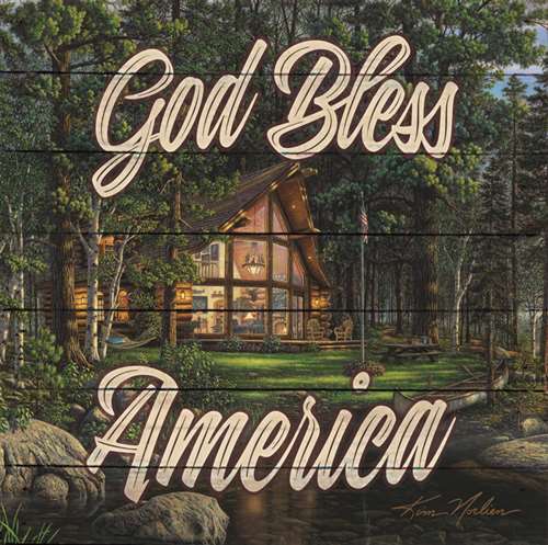 La1014 10.5 X 10.5 In. God Bless America Pallet Art Print Reclaimed Wood