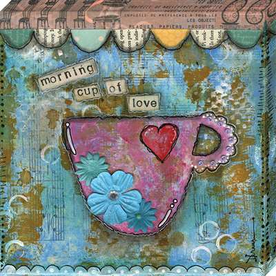 Cv1007-1111 11 X 11 In. Morning Cup Of Love Canvas Gallery Wrapped Art Print