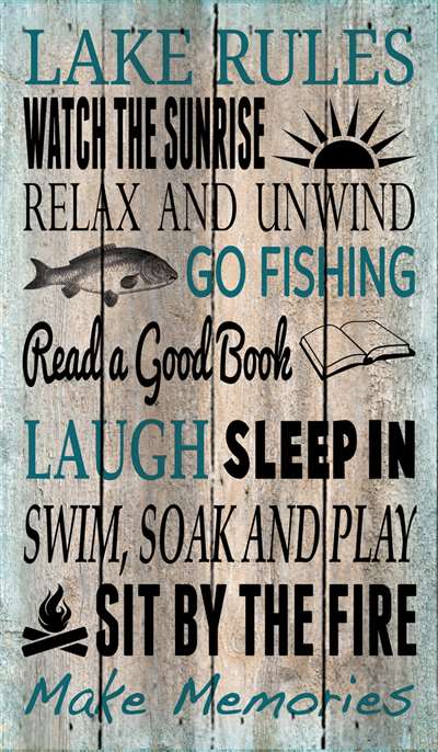 Pa1003 14 X 24 In. Lake Rules Wood Pallet Design Wall Art Sign