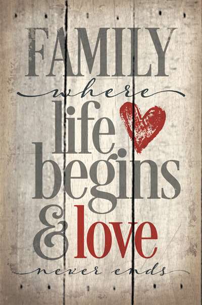 Pa1015 10.5 X 16 In. Family Where Life Begins & Love Never Ends Wood Pallet Design Wall Art Sign