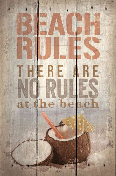 Pa1022 10.5 X 16 In. Beach Rules There Are No Rules At The Beach Wood Pallet Design Wall Art Sign