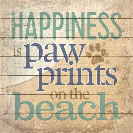 La1030 10.5 X 10.5 In. Happiness Is Paw Prints On The Beach Beach Pallet Art