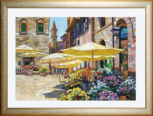 N2109 25 X 29 In. Siena Flower Market Framed Art Print