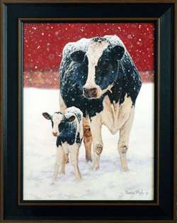 P201 16 X 20 In. First Christmas Bonnie Mohr Farm Holstein Art Print