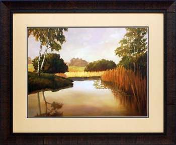 N0944 30 X 36 In. Reeds, Birches & Water I Framed Landscape Art Print