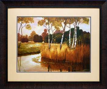 N0945 30 X 36 In. Reeds, Birches & Water Ii Framed Landscape Art Print