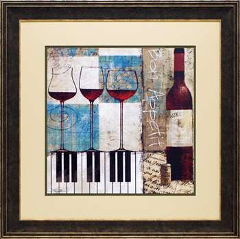 N1119 29 X 29 In. Bon Appetit Framed Kitchen Wine Art Print