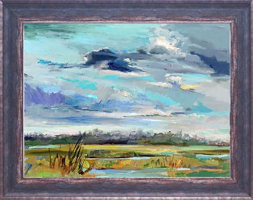 N2098 28 X 22 In. Marsh Skies Framed Art Print
