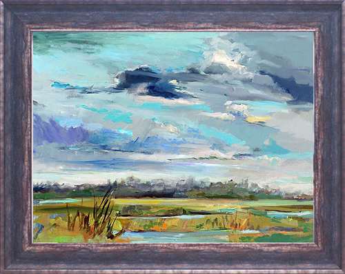 N2099 32 X 25 In. Marsh Skies Framed Art Print