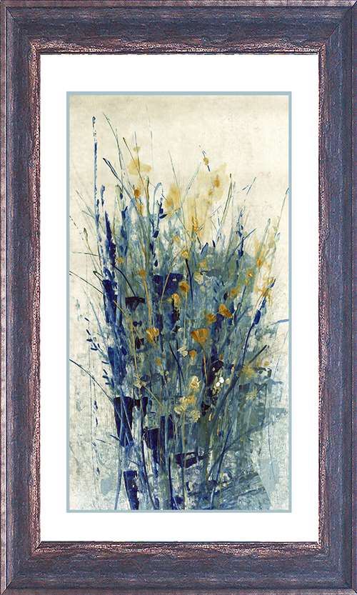 N2155 21 X 30 In. Indigo Floral I Framed Art Print