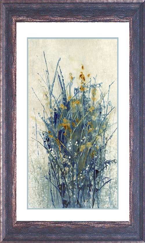 N2158 25.5 X 38 In. Indigo Floral Ii Framed Art Print