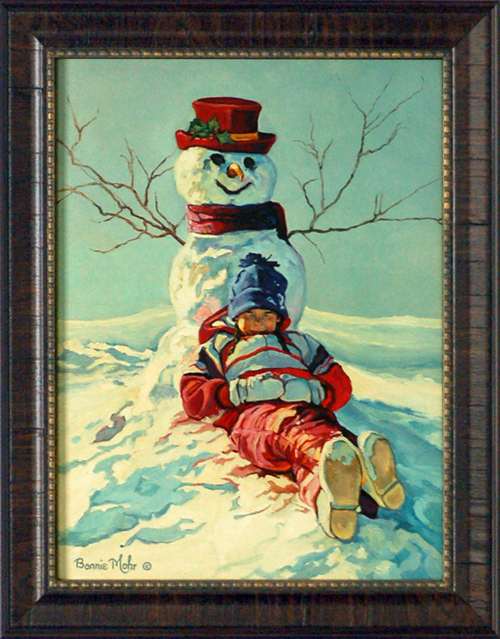P314 15 X 19 In. Making Memories Bonnie Mohr Christmas Snowman Art Print