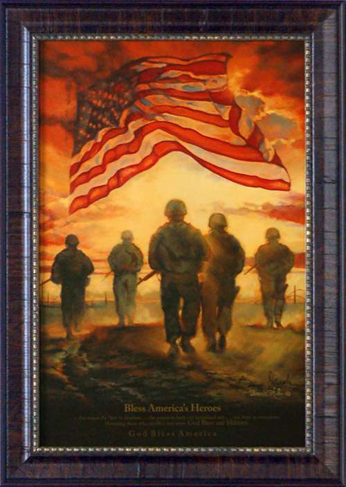 P315 16 X 22 In. Bless Americas Heroes Bonnie Mohr Patriotic Soldier Art Print