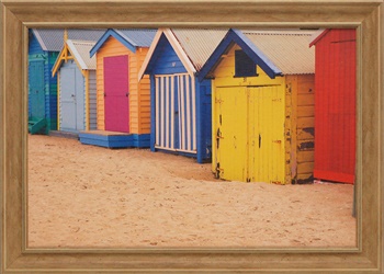 N1677 30 X 21.5 In. Brighton Bathing Boxes Framed Beach Landscape Art Print