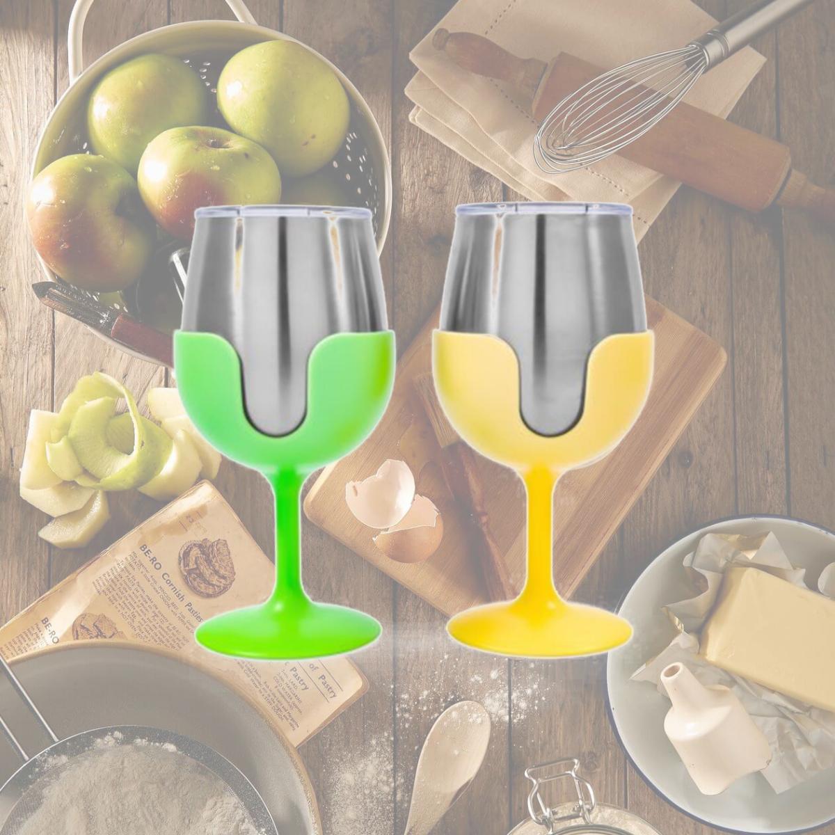 Picture of Camco 126.1916 Life is Better at the Campsite Wine Tumbler - Green & Yellow