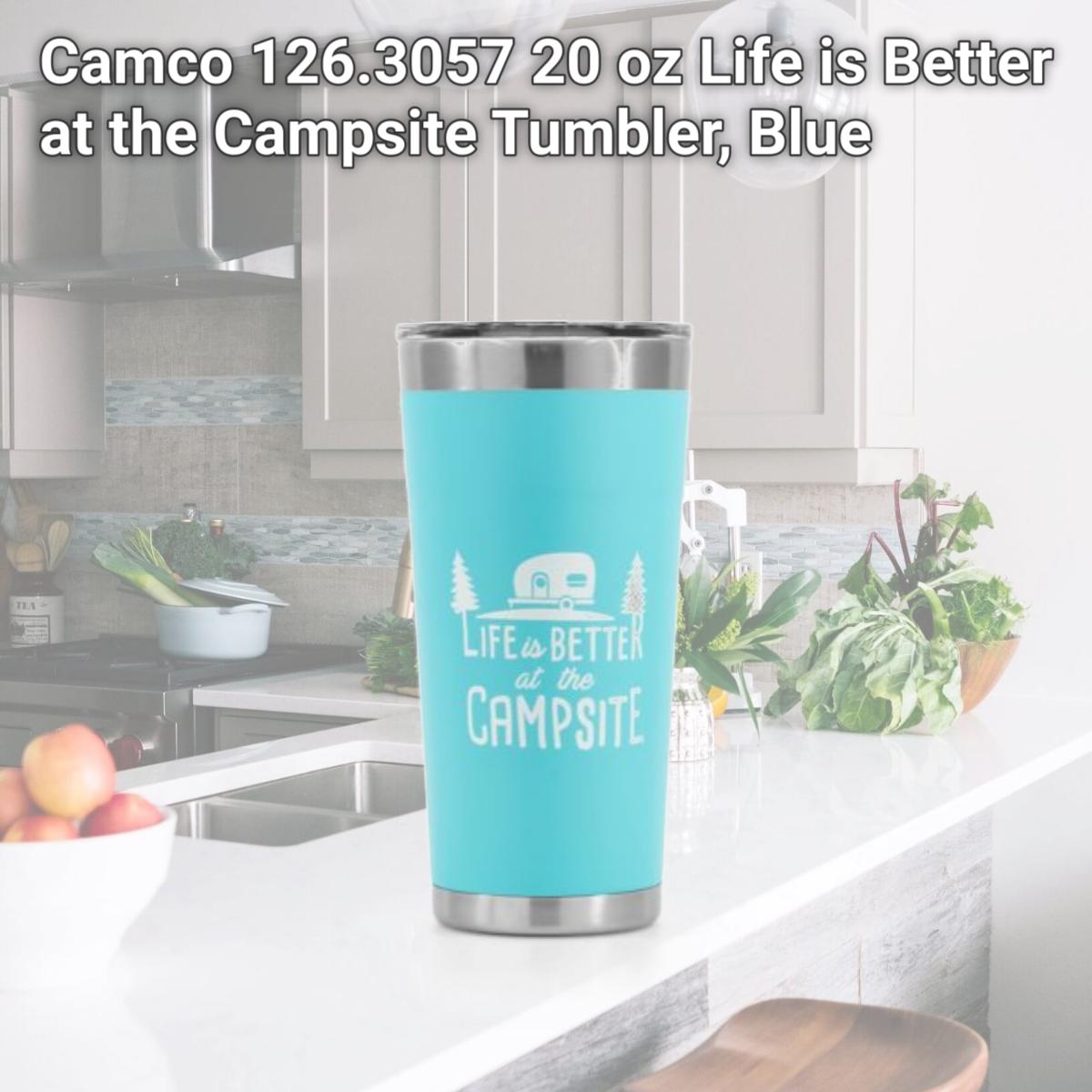Picture of Camco 126.3057 20 oz Life is Better at the Campsite Tumbler, Blue