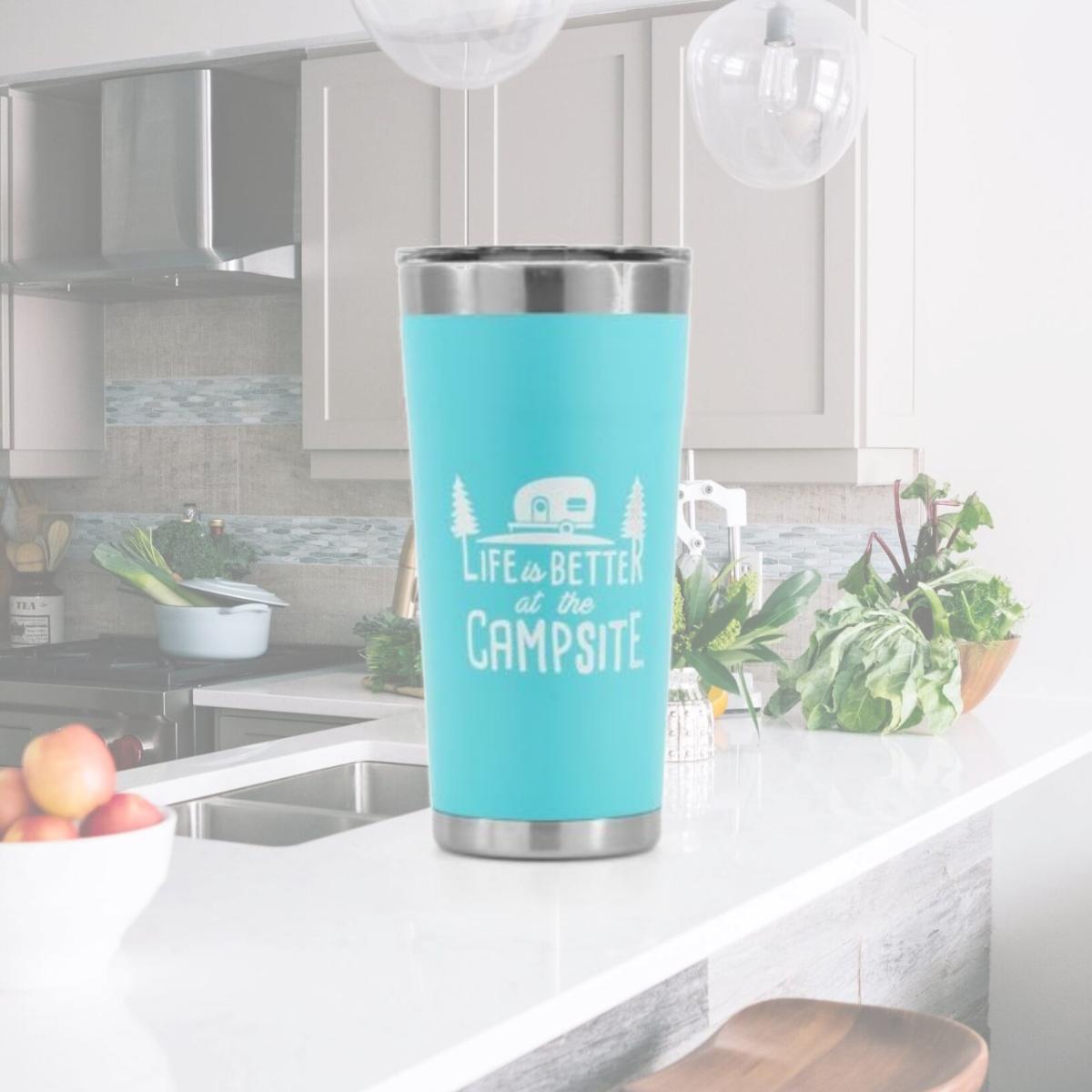 Picture of Camco 126.3057 20 oz Life is Better at the Campsite Tumbler, Blue