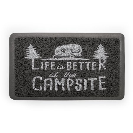 126.32 Life Is Better At The Campsite Scrub Rug, Gray
