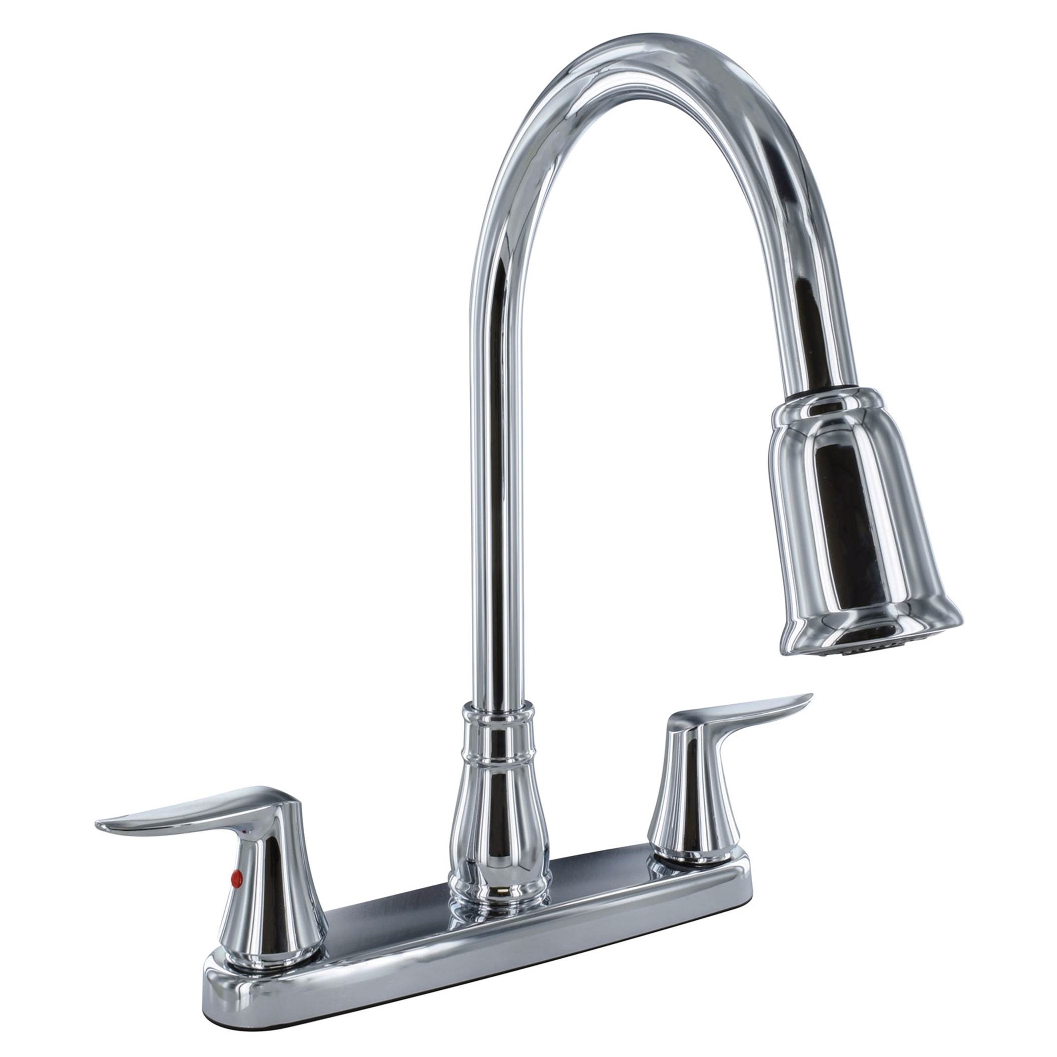 1208.1345 8 In. Deck Hi-arc Spout Pull-down 2-handle Faucet, Chrome