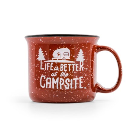 126.3235 16 Oz Life Is Better At The Campsite Mug, Speckled Red