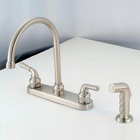 1209.1264 8 In. Gooseneck Spout Deck Faucet With Spray, Nickel
