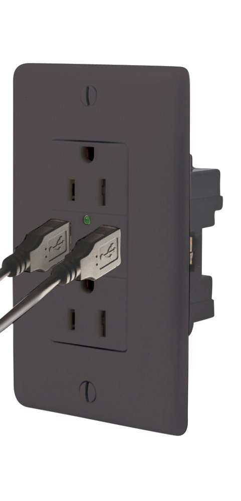 1233.1428 Duplex Receptacle With Dual Usb Charger - Black