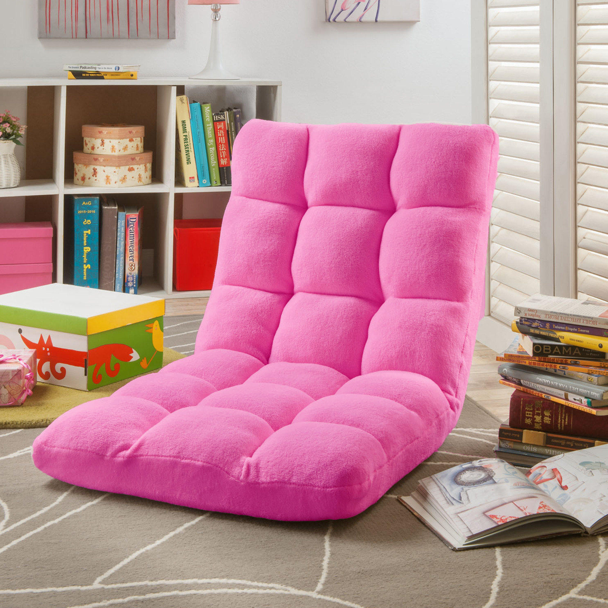 Microplush Modern Armless Quilted Recliner Chair With Foam Filling And Steel Tube Frame - Pink