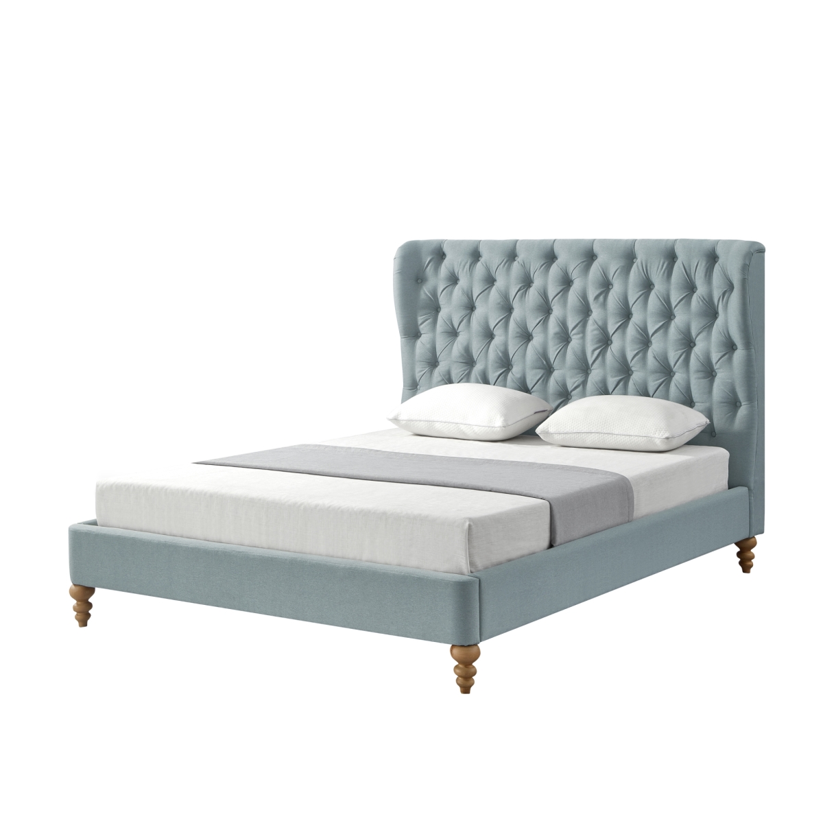 Picture of Rustic Manor SBD253-03BLT-UE Belrose Linen Twin Bedframe with Tufted Headboard - Sea Bl-UE