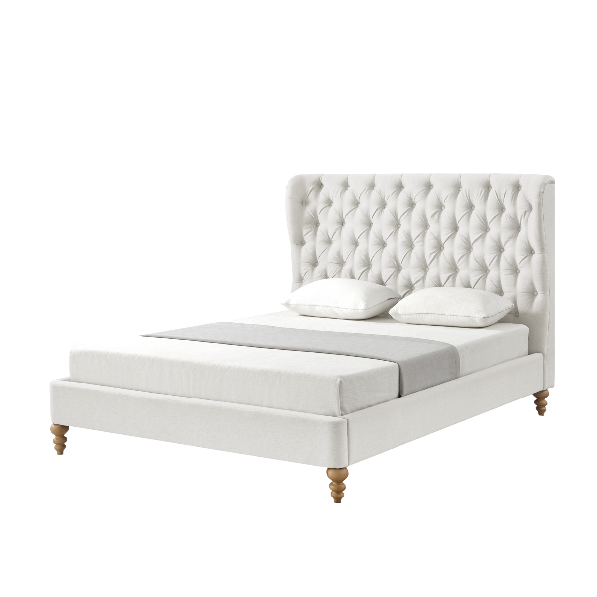 Picture of Rustic Manor SBD253-03CWT-UE Belrose Linen Twin  Bedframe with Tufted Headboard - Cream White