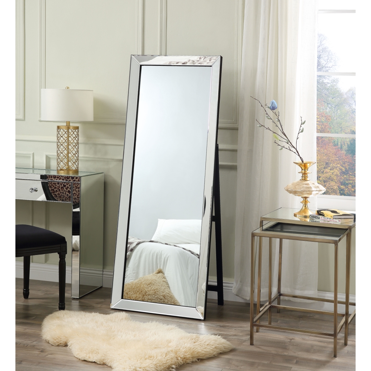 Jf147-09nc Kimbery Full Length Foldable Floor Standing Mirror - 63 X 1.5 X 23.6 In.