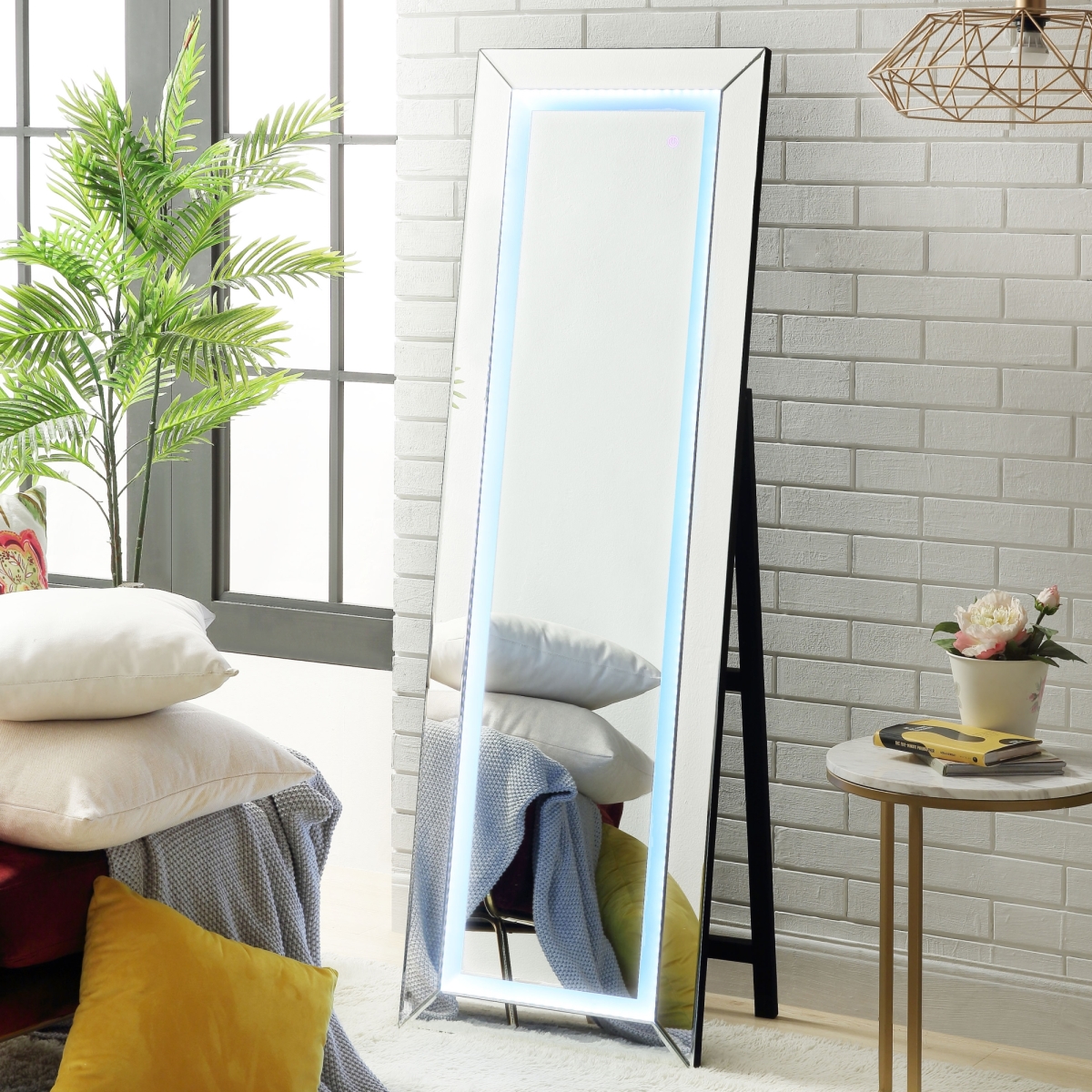 Jf148-09nc Bedisa Led Full Length Floor Standing Mirror With Plug & Touch Sensor Switch - 63 X 1 X 20 In.