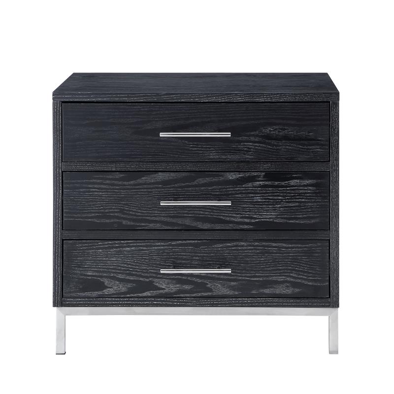 Nst155-09bk-ue Stella Side Table, Accent Table & Nightstand, Black & Chrome - 24 X 18 X 24 In.