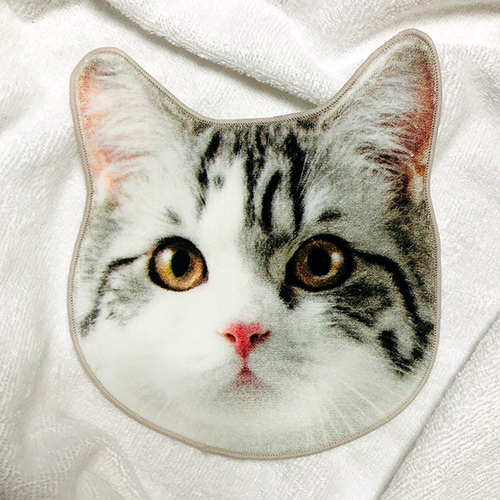 Hem-1432505 7.5 X 8 In. Motif Imabari Funny Animal Face Hand Towel - Silver, Cat