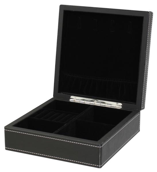 Hjb-01 Bk One-level Faux Leather Jewelry Box, Black