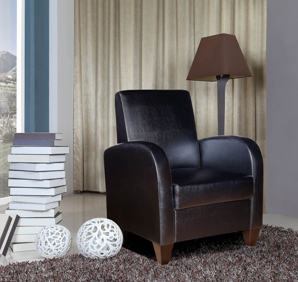 David Pu Accent Chair With Solid Wood Legs And Frames, Black Color